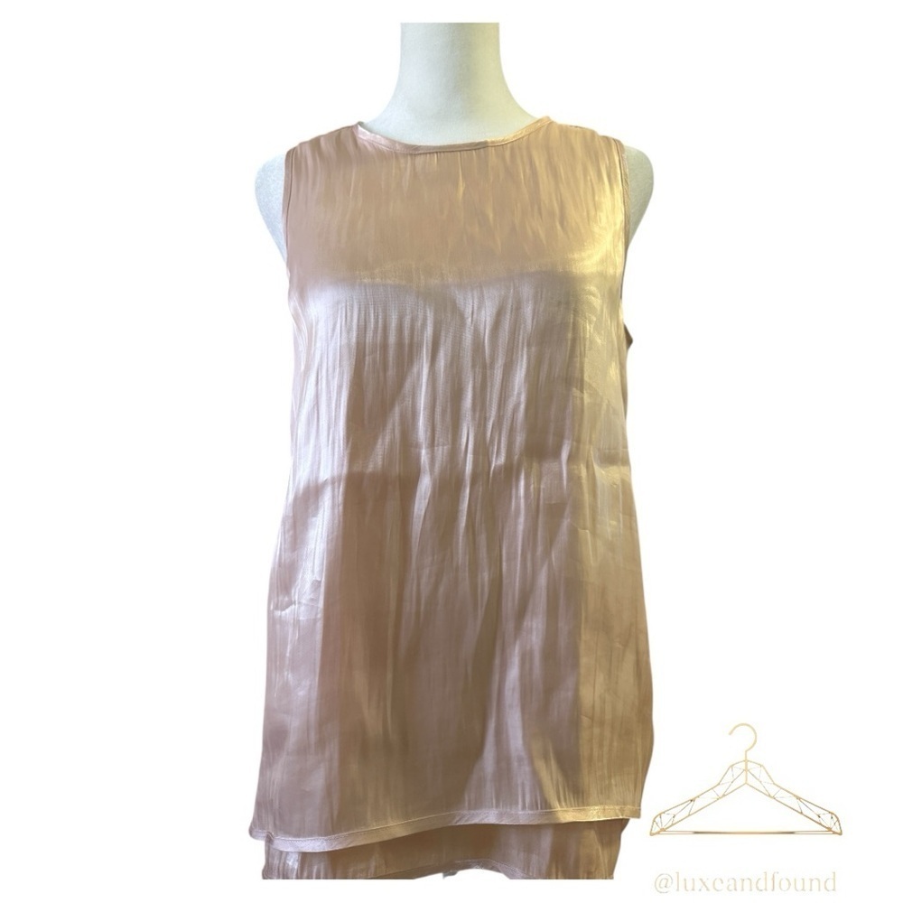 Vince Camuto Pale Pink Shimmering Liquid Fabric Sleeveless Shirt XS